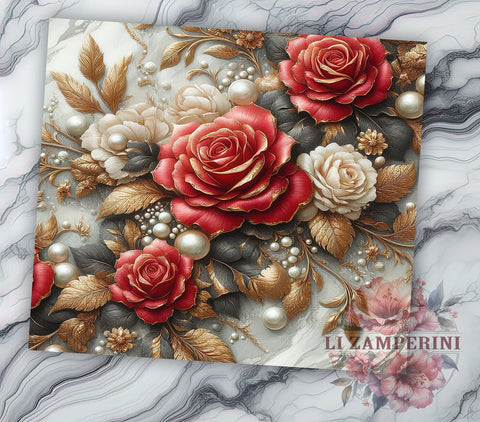3D Red Roses Tumbler Wrap, Red Roses Tumbler, 3D Floral Design, Flower Drinkware, 20oz Tumbler Wrap, Sublimation Art, Floral Gift, Romantic Decor Sublimation Li Zamperini 