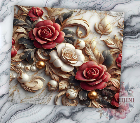 3D Red Roses Tumbler Wrap, Red Roses Tumbler, 3D Floral Design, Flower Drinkware, 20oz Tumbler Wrap, Sublimation Art, Floral Gift, Romantic Decor Sublimation Li Zamperini 