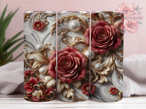 3D Red Roses Tumbler Wrap, Red Roses Tumbler, 3D Floral Design, Flower Drinkware, 20oz Tumbler Wrap, Sublimation Art, Floral Gift, Romantic Decor Sublimation Li Zamperini 