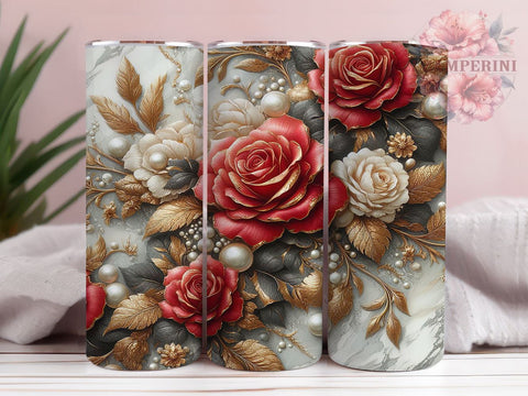3D Red Roses Tumbler Wrap, Red Roses Tumbler, 3D Floral Design, Flower Drinkware, 20oz Tumbler Wrap, Sublimation Art, Floral Gift, Romantic Decor Sublimation Li Zamperini 
