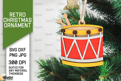 3D Retro Christmas ornament Laser Cut. Xmas tree decor SVG SVG Evgenyia Guschina 