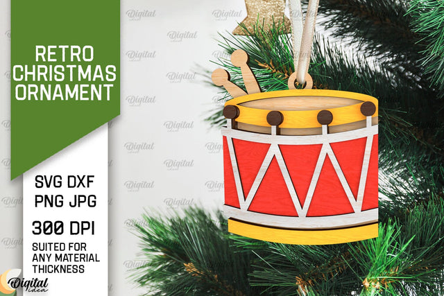 3D Retro Christmas ornament Laser Cut. Xmas tree decor SVG SVG Evgenyia Guschina 