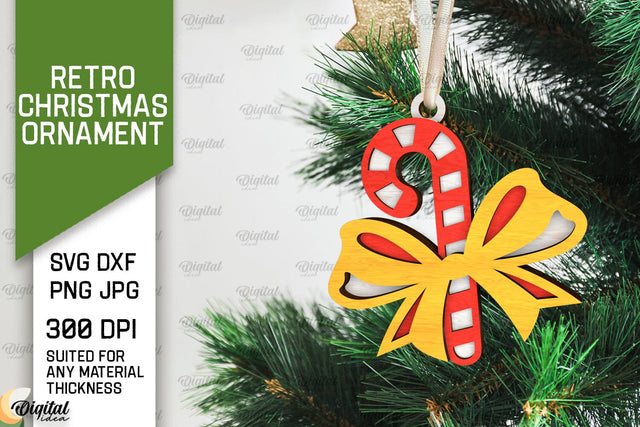 3D Retro Christmas ornament Laser Cut. Xmas tree decor SVG SVG Evgenyia Guschina 