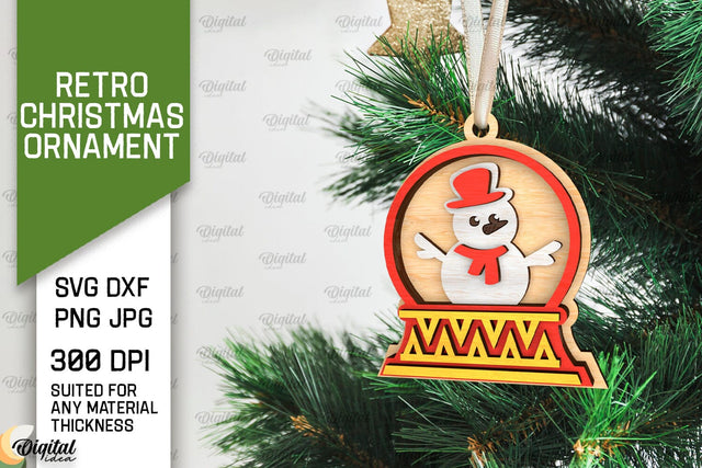 3D Retro Christmas ornament Laser Cut. Xmas tree decor SVG SVG Evgenyia Guschina 