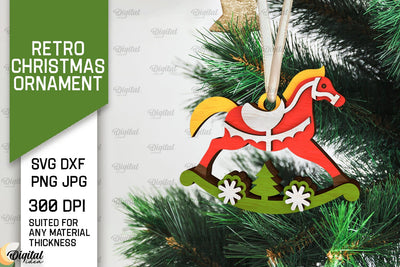 3D Retro Christmas ornament Laser Cut. Xmas tree decor SVG SVG Evgenyia Guschina 