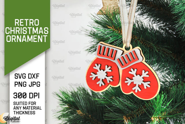 3D Retro Christmas ornament Laser Cut. Xmas tree decor SVG SVG Evgenyia Guschina 