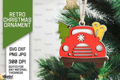 3D Retro Christmas ornament Laser Cut. Xmas tree decor SVG SVG Evgenyia Guschina 