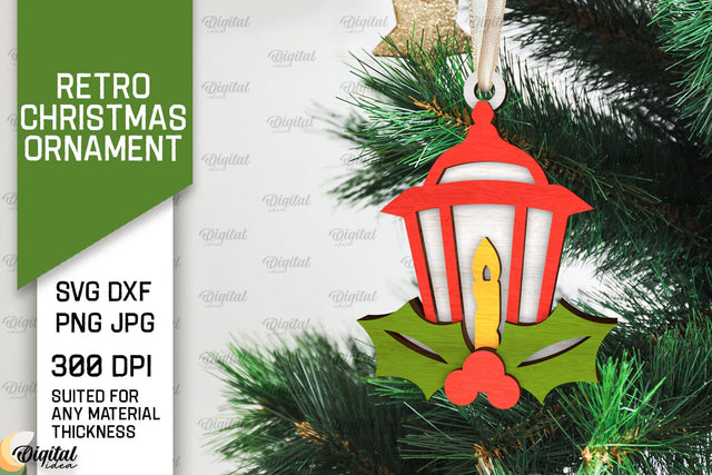 3D Retro Christmas ornament Laser Cut. Xmas tree decor SVG SVG Evgenyia Guschina 