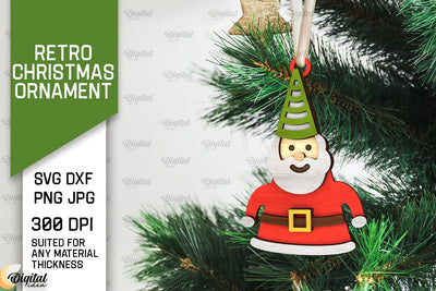 3D Retro Christmas ornament Laser Cut. Xmas tree decor SVG SVG Evgenyia Guschina 