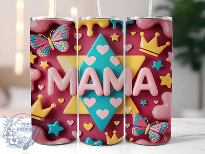 3D Retro Inflated Mama Tumbler, 3D Inflated Sublimation Design, Motherhood Quotes Art, 20oz Mom Tumbler, Whimsical Retro Mug, Stylish Mama Cup, Bold Retro Wrap Sublimation ToriDesigns 
