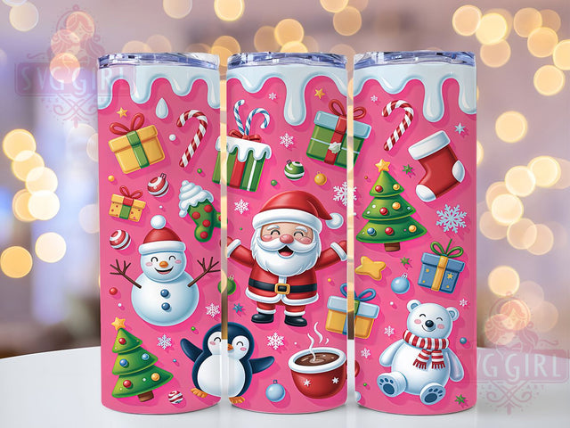 3D Retro Pink Christmas Tumbler, Inflated Pink Holiday Art, Pink Santa Design, Retro Christmas Vibes, Festive Pink Graphic, 20oz Tumbler, Sublimation Design Sublimation SvggirlplusArt 