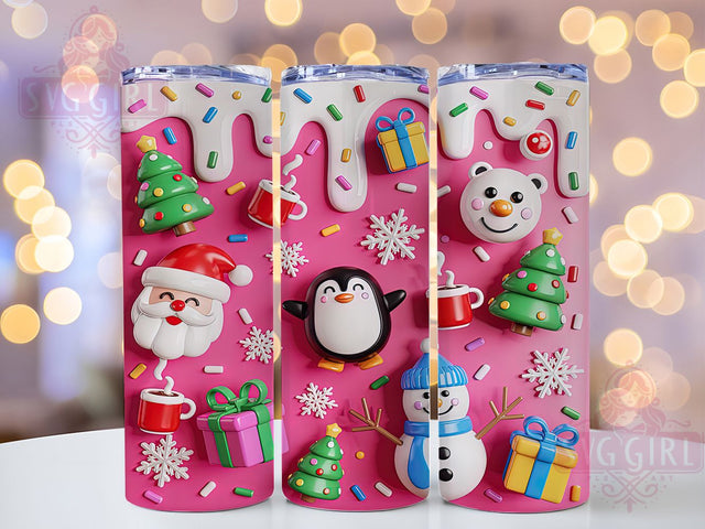 3D Retro Pink Christmas Tumbler, Inflated Pink Holiday Art, Pink Santa Design, Retro Christmas Vibes, Festive Pink Graphic, 20oz Tumbler, Sublimation Design Sublimation SvggirlplusArt 