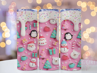 3D Retro Pink Christmas Tumbler, Inflated Pink Holiday Art, Pink Santa Design, Retro Christmas Vibes, Festive Pink Graphic, 20oz Tumbler, Sublimation Design Sublimation SvggirlplusArt 