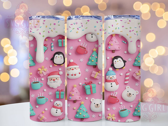 3D Retro Pink Christmas Tumbler, Inflated Pink Holiday Art, Pink Santa Design, Retro Christmas Vibes, Festive Pink Graphic, 20oz Tumbler, Sublimation Design Sublimation SvggirlplusArt 