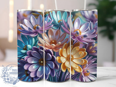 3D Retro Vintage Floral Tumbler, Seamless Flower Tumbler, Vintage Floral Wrap, Retro Blossom Wrap, Bold Retro Wrap, Sublimation Design, Trendy Gift Idea Sublimation ToriDesigns 