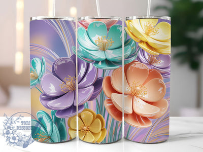 3D Retro Vintage Floral Tumbler, Seamless Flower Tumbler, Vintage Floral Wrap, Retro Blossom Wrap, Bold Retro Wrap, Sublimation Design, Trendy Gift Idea Sublimation ToriDesigns 