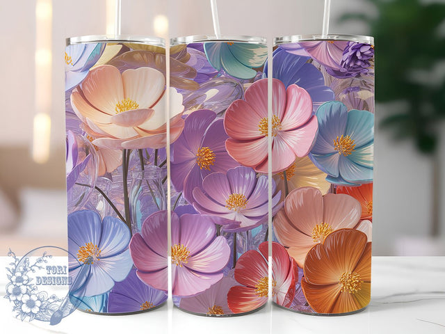 3D Retro Vintage Floral Tumbler, Seamless Flower Tumbler, Vintage Floral Wrap, Retro Blossom Wrap, Bold Retro Wrap, Sublimation Design, Trendy Gift Idea Sublimation ToriDesigns 