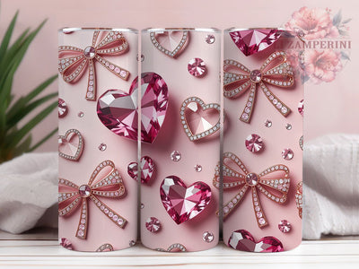 3D Rhinestone Cherry Bow Tumbler, 3D Bow Tumbler, Sparkle Cherry Wrap, Whimsical Bow Wrap, Glam Rhinestone Wrap, Sublimation Design, Trendy Gift Idea Sublimation Li Zamperini 