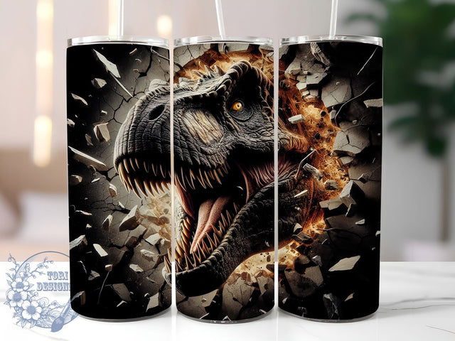 3D Roaring T-Rex 20oz Tumbler Wrap, Dinosaur Mug, Prehistoric Beast Cup, Roaring T-Rex Wrap, Jurassic Theme Design, Dino Lover Gift, Sublimation Tumbler Wrap Sublimation ToriDesigns 