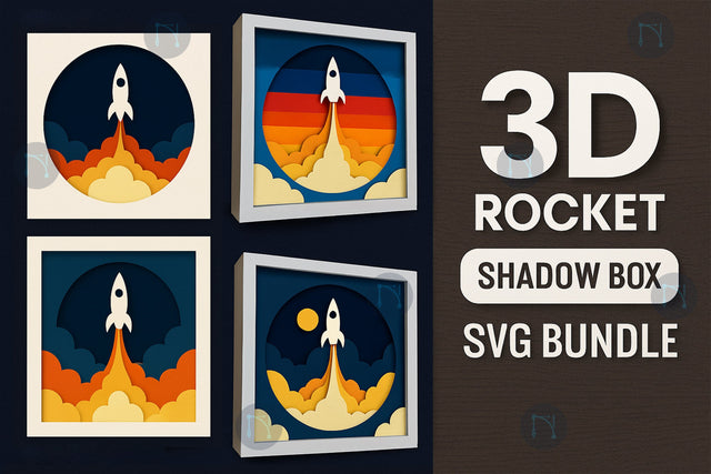 3D Rocket Shadow Box SVG Bundle SVG MD JOYNAL ABDIN 