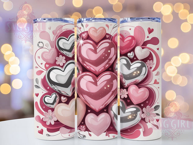 3D Romantic Heart Tumbler, Romantic Heart Wrap, Love Heart Cup, 20oz Sublimation Wrap, Stylish Valentine Design Tumbler, Artistic 3D Heart Cup, Festive Love Theme Wrap Sublimation SvggirlplusArt 