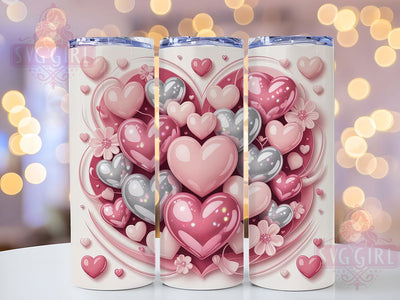 3D Romantic Heart Tumbler, Romantic Heart Wrap, Love Heart Cup, 20oz Sublimation Wrap, Stylish Valentine Design Tumbler, Artistic 3D Heart Cup, Festive Love Theme Wrap Sublimation SvggirlplusArt 
