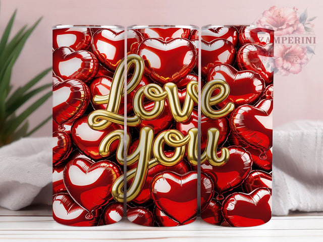 3D Romantic Valentine Hearts Tumbler, Love You Valentine Pattern, Romantic Heart Design, 20Oz Sublimation Wrap, Bold Valentine Art, Sweet 3D Texture, Tumbler Sublimation Sublimation Li Zamperini 