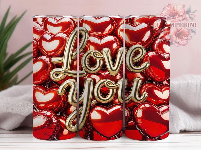 3D Romantic Valentine Hearts Tumbler, Love You Valentine Pattern, Romantic Heart Design, 20Oz Sublimation Wrap, Bold Valentine Art, Sweet 3D Texture, Tumbler Sublimation Sublimation Li Zamperini 