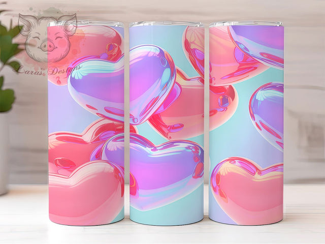 3D Romantic Valentine Hearts Tumbler, Valentine 3D Design, Romantic Heart Pattern, 20Oz Sublimation Wrap, 3D Love Art, Valentine Texture, Tumbler Sublimation Sublimation Lara' s Designs 