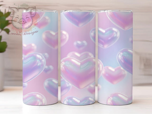 3D Romantic Valentine Hearts Tumbler, Valentine 3D Design, Romantic Heart Pattern, 20Oz Sublimation Wrap, 3D Love Art, Valentine Texture, Tumbler Sublimation Sublimation Lara' s Designs 