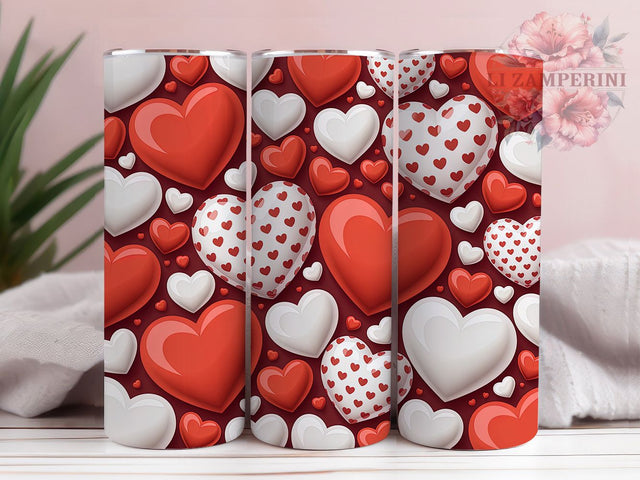 3D Romantic Valentine Tumbler, Romantic 3D Heart Wrap, Love Day Cup, 20oz Sublimation Wrap, Stylish Valentine Design Tumbler, Artistic 3D Hearts Cup, Whimsical Love Theme Wrap Sublimation Li Zamperini 