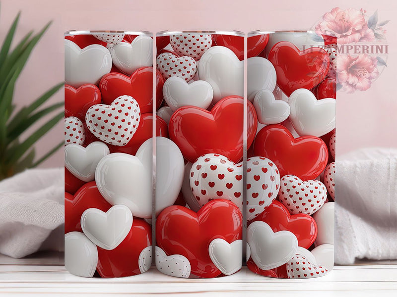 3D Romantic Valentine Tumbler, Romantic 3D Heart Wrap, Love Day Cup, 20oz Sublimation Wrap, Stylish Valentine Design Tumbler, Artistic 3D Hearts Cup, Whimsical Love Theme Wrap Sublimation Li Zamperini 