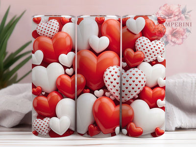 3D Romantic Valentine Tumbler, Romantic 3D Heart Wrap, Love Day Cup, 20oz Sublimation Wrap, Stylish Valentine Design Tumbler, Artistic 3D Hearts Cup, Whimsical Love Theme Wrap Sublimation Li Zamperini 