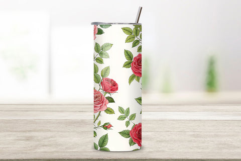 3D Rose Vine Seamless Tumbler Wrap, Cascading 3D Roses and Leaves, seamless tumbler wrap, rose vine design, cascading floral wrap, 3d rose leaves, watercolor vine design, 20oz skinny tumbler, tapered tumbler wrap, straight tumbler design Sublimation FloridPrintables 