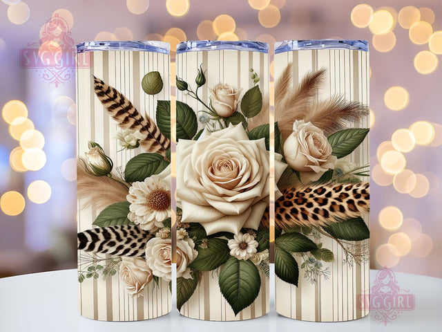 3D Roses And Leopard Print Boho 20oz Tumbler Wrap Sublimation Design, Straight Tapered Tumbler Wrap, Roses Tumbler Png, Instant Digital Download Sublimation SvggirlplusArt 