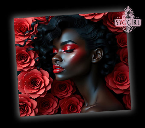 3D Roses Tumbler Wrap, Woman with Roses Design, 20oz Sublimation Wrap, Digital Download Tumbler, Floral Art Tumbler, Unique Drinkware, Red Roses Tumbler Design, Stylish Floral Tumbler Sublimation SvggirlplusArt 