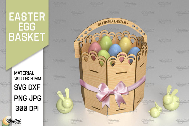 3D Round Easter Egg Basket SVG. 3D Easter Box Laser Cut SVG Evgenyia Guschina 