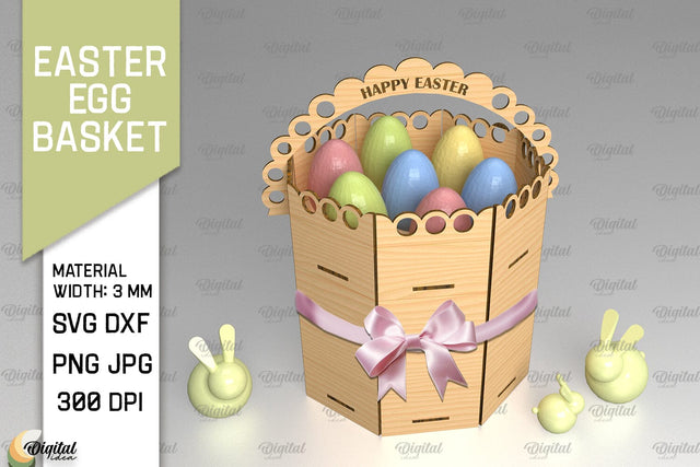 3D Round Easter Egg Basket SVG. 3D Easter Box Laser Cut SVG Evgenyia Guschina 