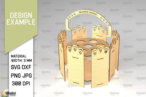3D Round Easter Egg Basket SVG. 3D Easter Box Laser Cut SVG Evgenyia Guschina 