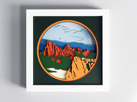 3d Roxborough Mountains SVG - Shadow box svg, files for Cricut, for Silhouette, Nature Scene svg 3D Paper CutLeafSvg 