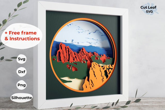 3d Roxborough Mountains SVG - Shadow box svg, files for Cricut, for Silhouette, Nature Scene svg 3D Paper CutLeafSvg 