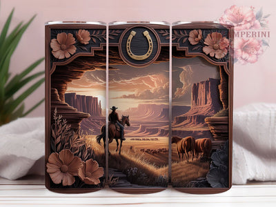 3D Rustic Cowboy Tumbler, Rustic Horse Tumbler, Country Western 20oz Wrap, Sublimation Design, Stylish Gift Idea, Cowboy Horse Wrap, Western Rustic Tumbler Sublimation Li Zamperini 