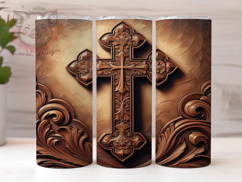 3D Rustic Faith Cross Tumbler, Christian Cross Tumbler, Stylish 20oz Wrap, Sublimation Design, Trendy Gift Idea, Faith Cross Wrap, Inspirational Rustic Tumbler Sublimation Lara' s Designs 
