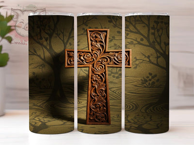 3D Rustic Faith Cross Tumbler, Christian Cross Tumbler, Stylish 20oz Wrap, Sublimation Design, Trendy Gift Idea, Faith Cross Wrap, Inspirational Rustic Tumbler Sublimation Lara' s Designs 