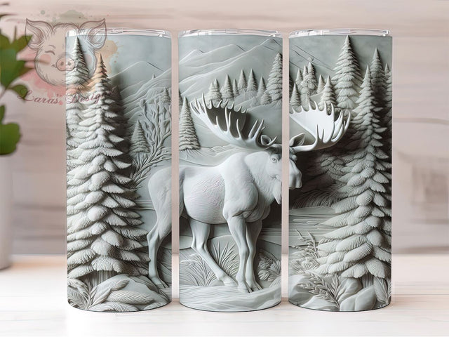 3D Rustic Moose Forest Tumbler, High Resolution Sublimation Design, Wildlife Cup Art, 20oz Outdoor Tumbler, Rustic Moose Mug, Stylish Hunting Cup, Cozy Forest Wrap Sublimation Lara' s Designs 