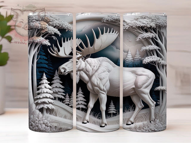 3D Rustic Moose Forest Tumbler, High Resolution Sublimation Design, Wildlife Cup Art, 20oz Outdoor Tumbler, Rustic Moose Mug, Stylish Hunting Cup, Cozy Forest Wrap Sublimation Lara' s Designs 