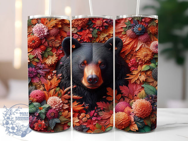 3D Rustic Mountain Bear Tumbler, 3D Wildlife Tumbler, Rustic Bear Wrap, Whimsical Forest Wrap, Mountain Bear Wrap, Sublimation Design, Trendy Gift Idea Sublimation ToriDesigns 