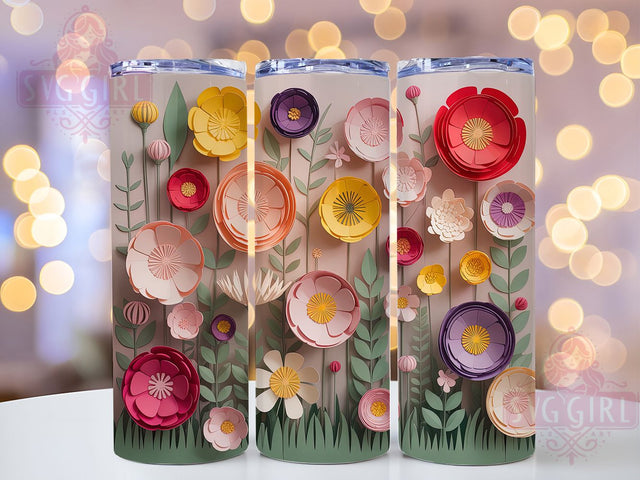 3D Rustic Wildflower Tumbler, Floral Tumbler Design, Rustic Flower Wrap, Whimsical Floral Wrap, Country Flower Wrap, Sublimation Design, Trendy Gift Idea Sublimation SvggirlplusArt 