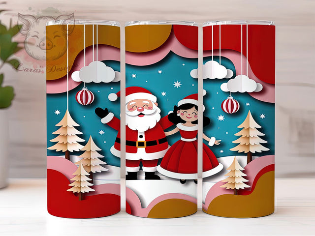 3D Santa and Mrs Claus Tumbler, Santa and Mrs Claus, Holiday Claus Design, 20Oz Wrap Design, Christmas Sublimation, Festive Santa Art, Merry Holiday Theme Sublimation Lara' s Designs 