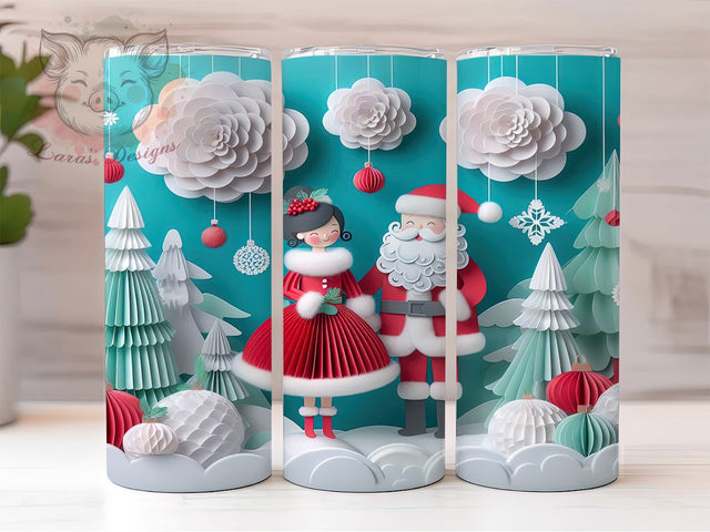 3D Santa and Mrs Claus Tumbler, Santa and Mrs Claus, Holiday Claus Design, 20Oz Wrap Design, Christmas Sublimation, Festive Santa Art, Merry Holiday Theme Sublimation Lara' s Designs 